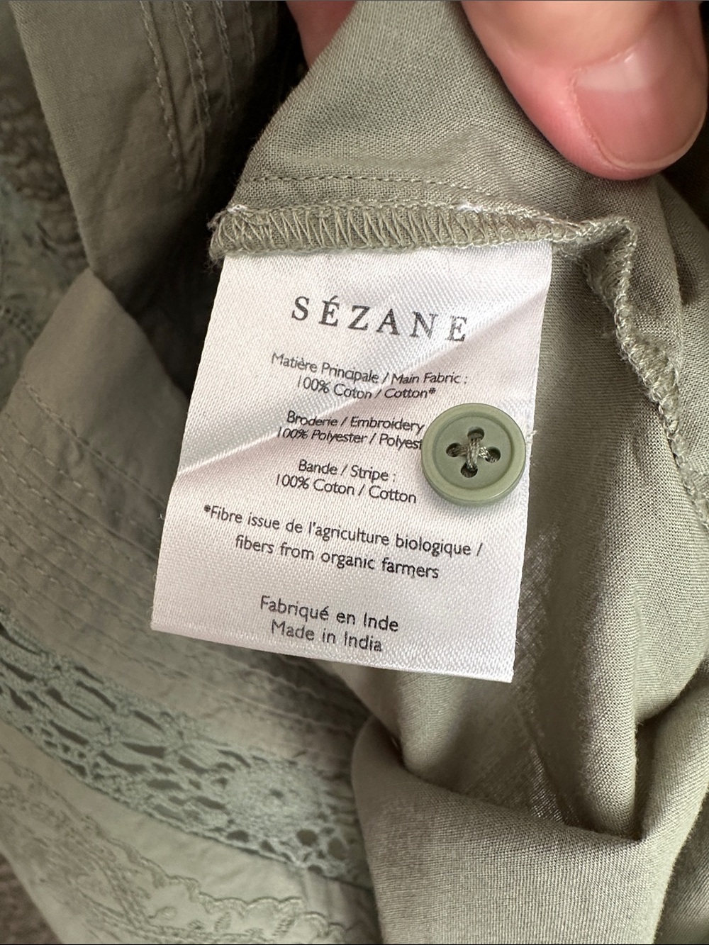 Sezane Embroidered Jane Blouse in Verdigris 34 USA 2 - Picture 9 of 10